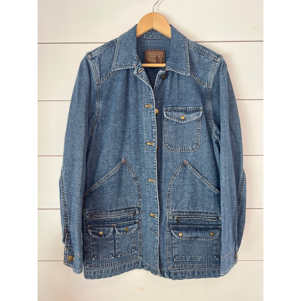 VTG Ralph Lauren 90s Denim Western Barn Jacket Utilitarian Chore Coat Small y2k